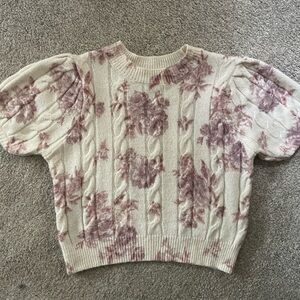 Short sleeve floral sweater top